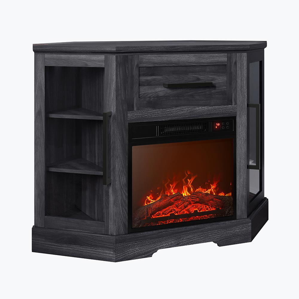 Dale 43" Corner TV Stand with 18" Electric Fireplace Heater