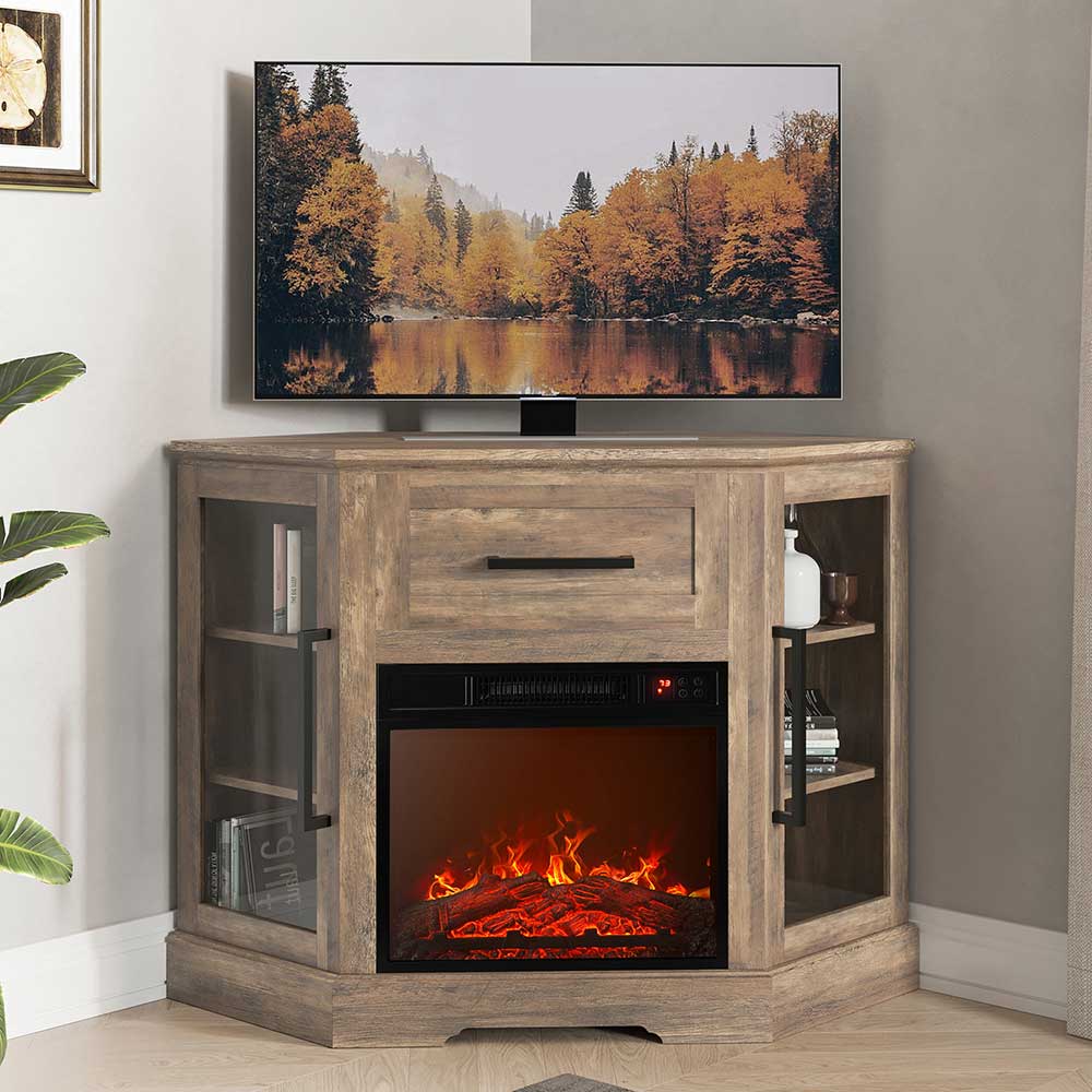 Dale Corner TV Stand with Fireplace for TVs up to 43