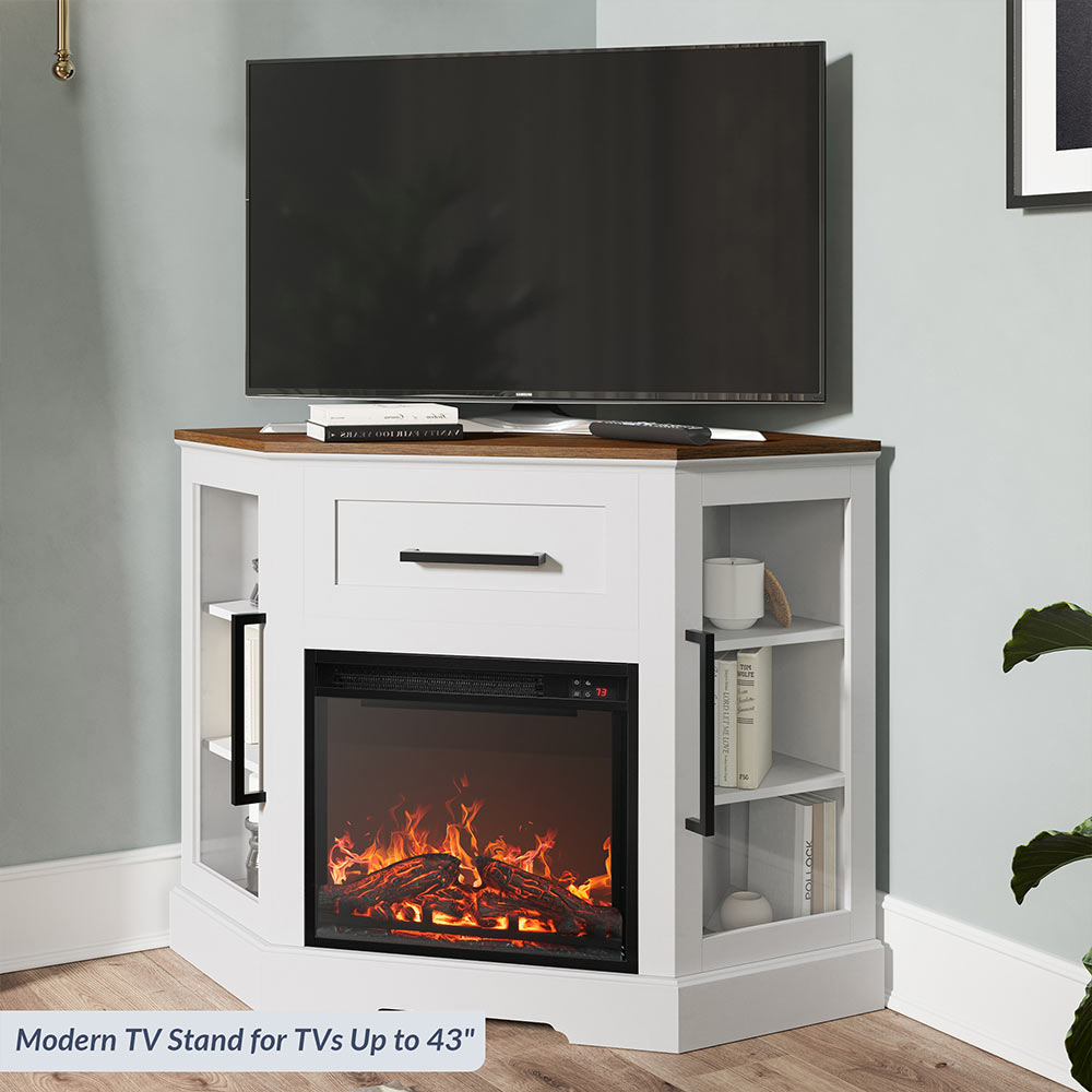 Dale Corner TV Stand with Fireplace for TVs up to 43