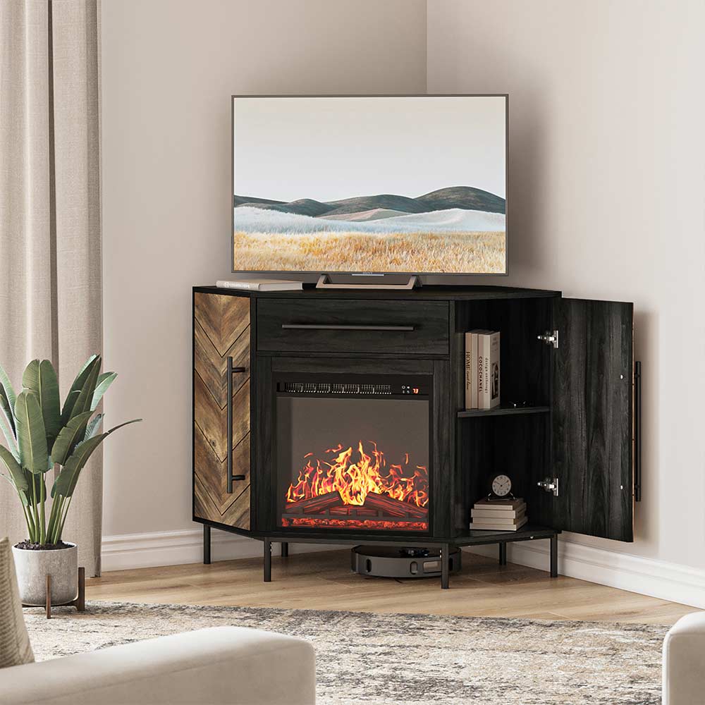 Harper Corner TV Stand with Fireplace for TVs up to 43