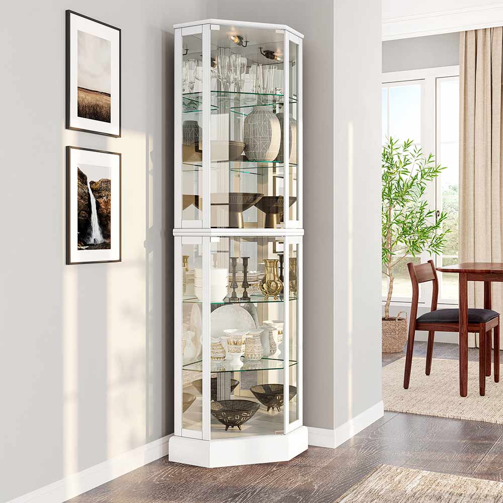 Wood/Glass Curio Corner Cabinet