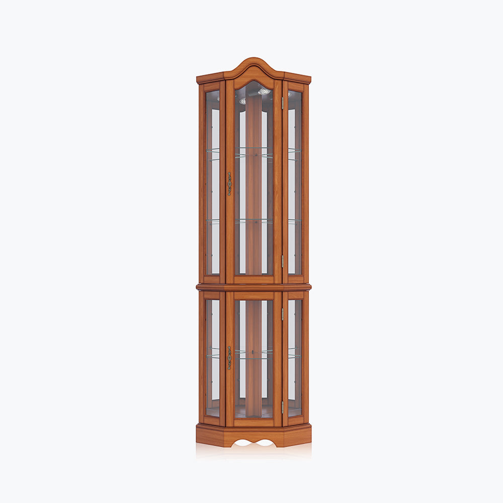 Loraine Canted Front Lighted Corner Curio Cabinet