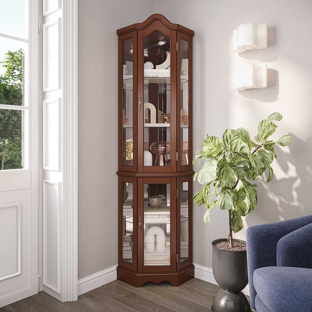 Nancy lighted corner curio cabinet sales