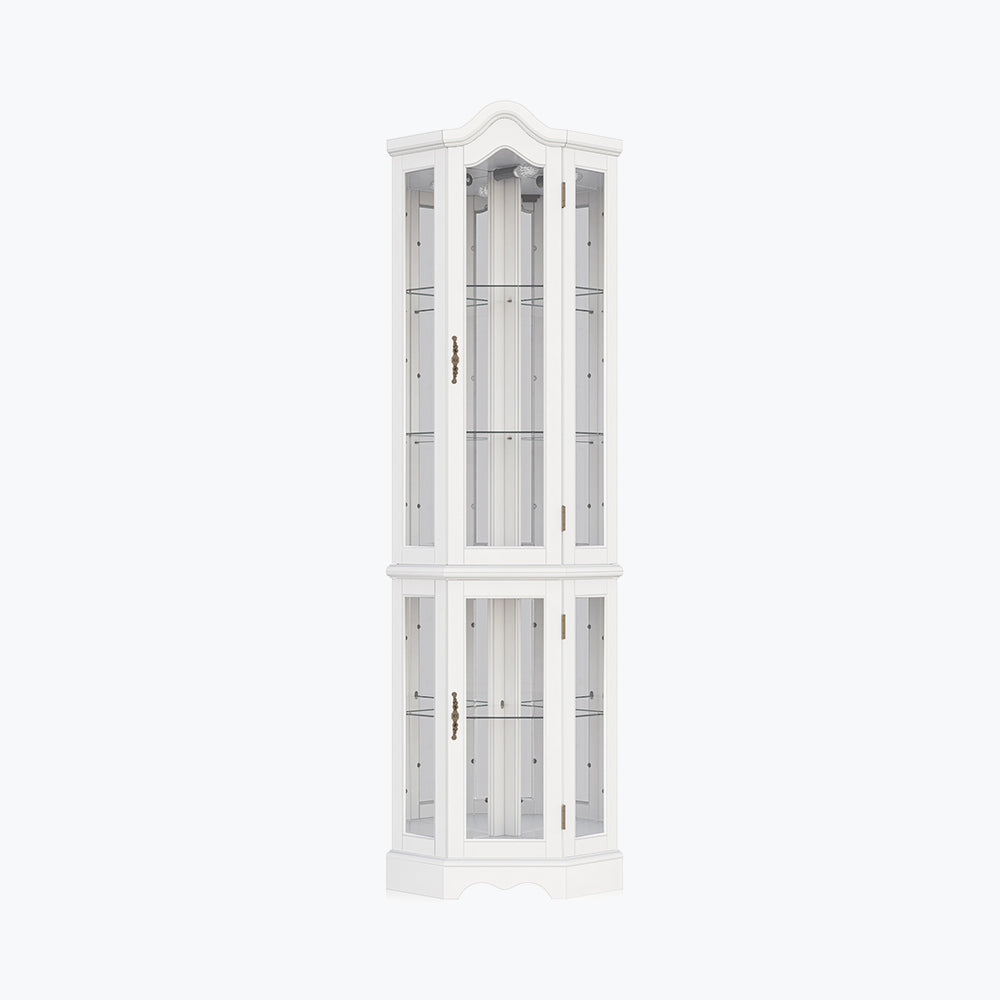 Loraine Canted Front Lighted Corner Curio Cabinet