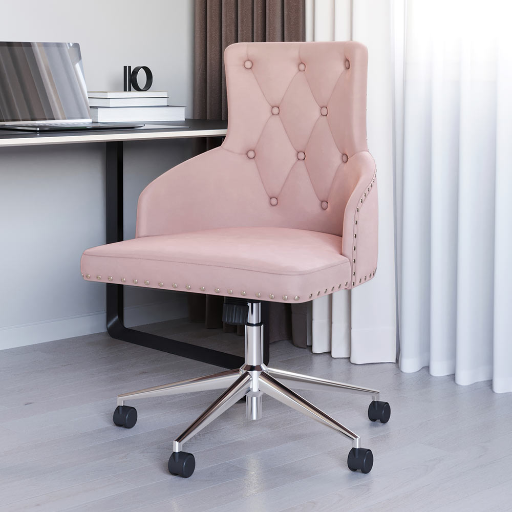 belleWhグレー34 Velvet Office & Desk Chair: Green, Pink, Black, Gray