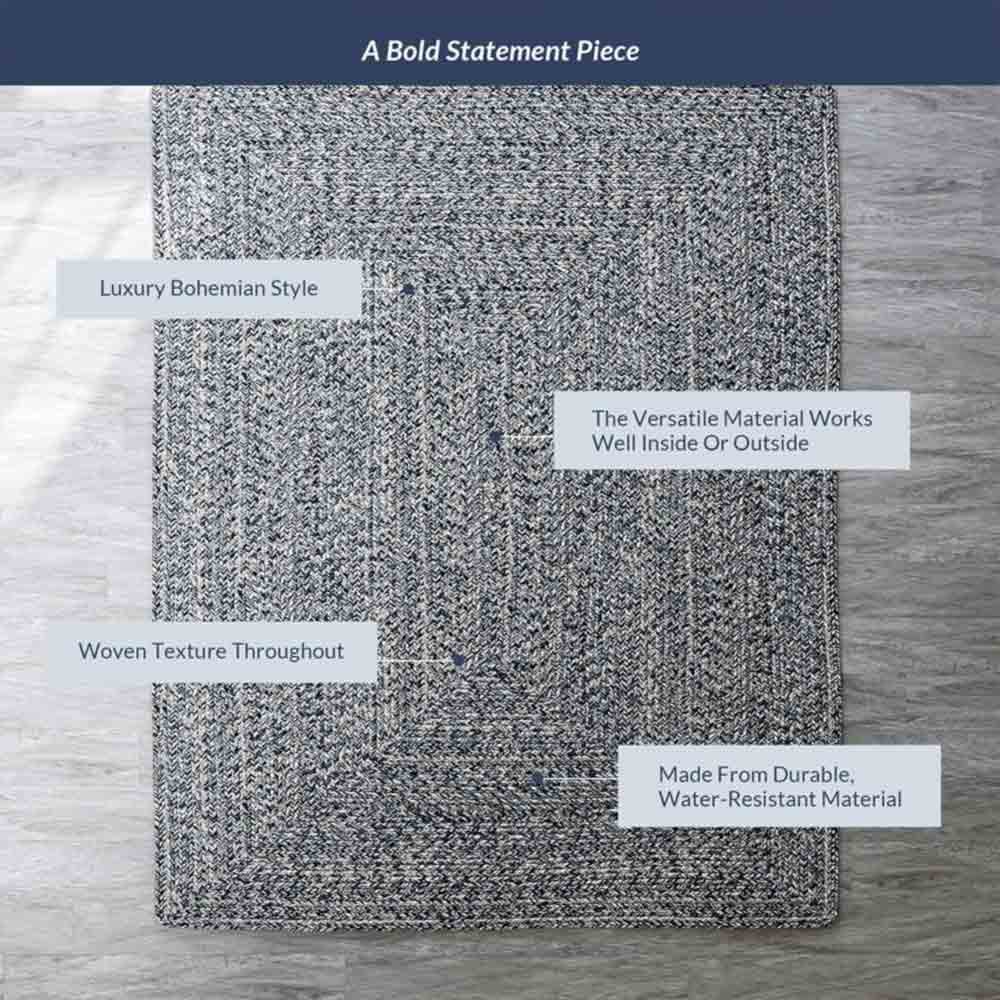 Braided Indoor/Outdoor Area Rug, 8'x10', 5'x8', 4'x6', 3'x5', 2'x3'