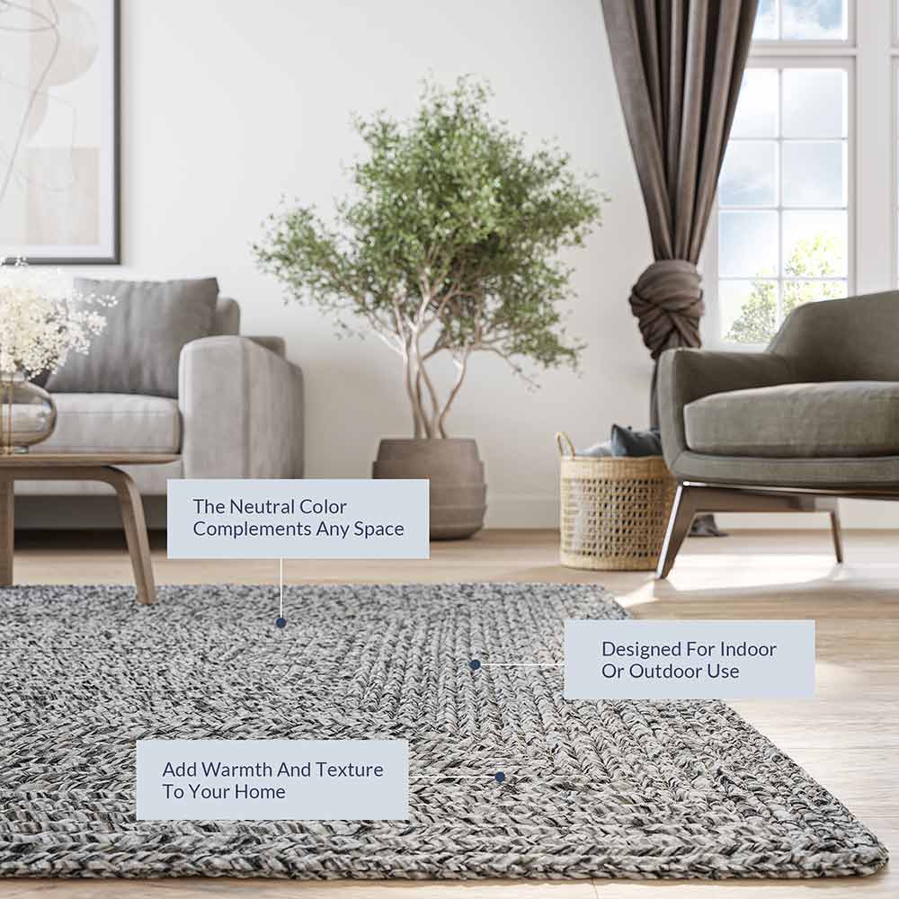 Braided Indoor/Outdoor Area Rug, 8'x10', 5'x8', 4'x6', 3'x5', 2'x3'