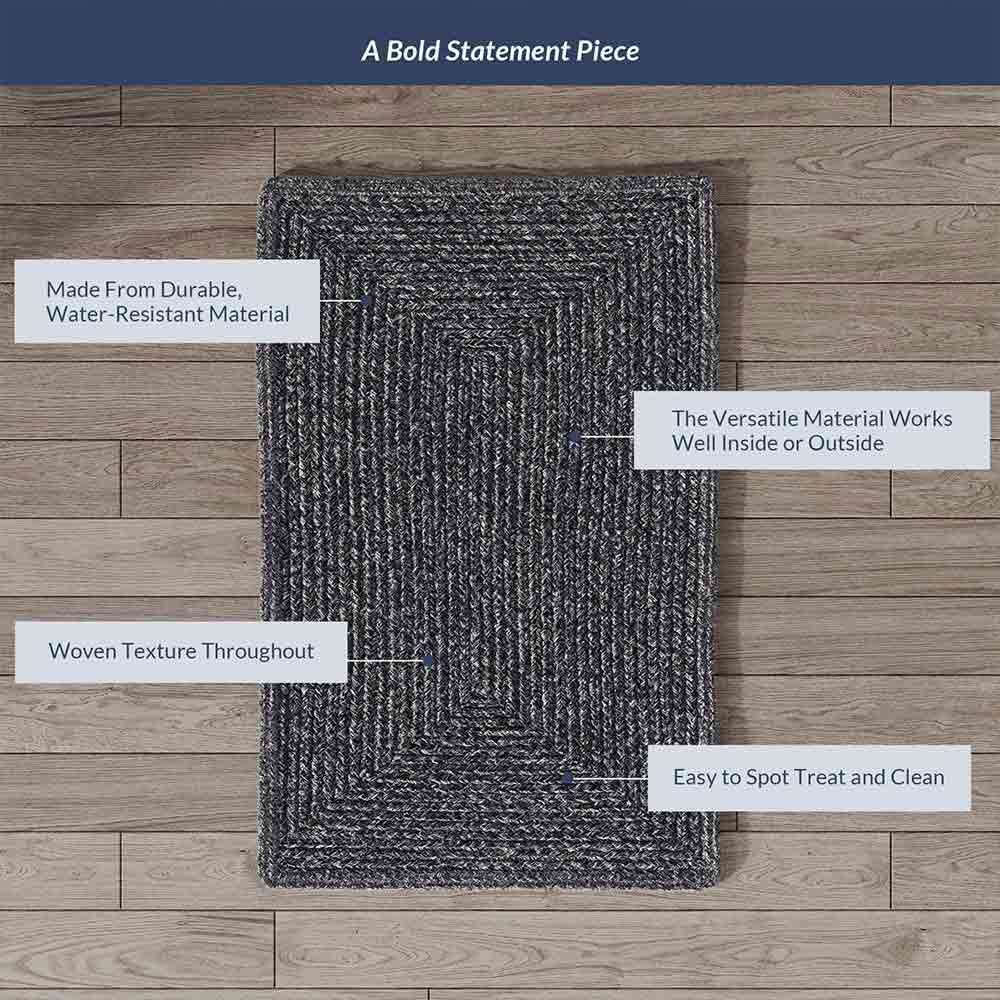 Braided Indoor/Outdoor Area Rug, 8'x10', 5'x8', 4'x6', 3'x5', 2'x3'