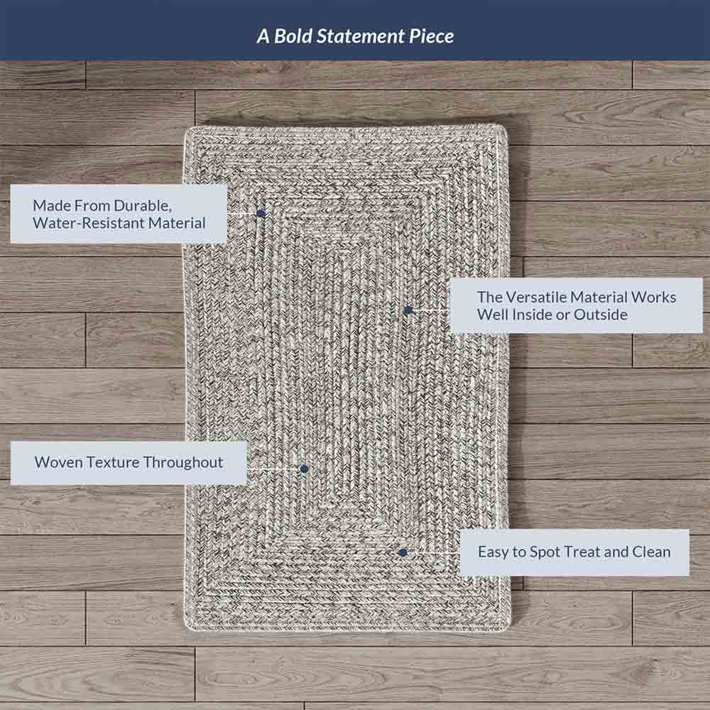 Braided Indoor/Outdoor Area Rug, 8'x10', 5'x8', 4'x6', 3'x5', 2'x3'