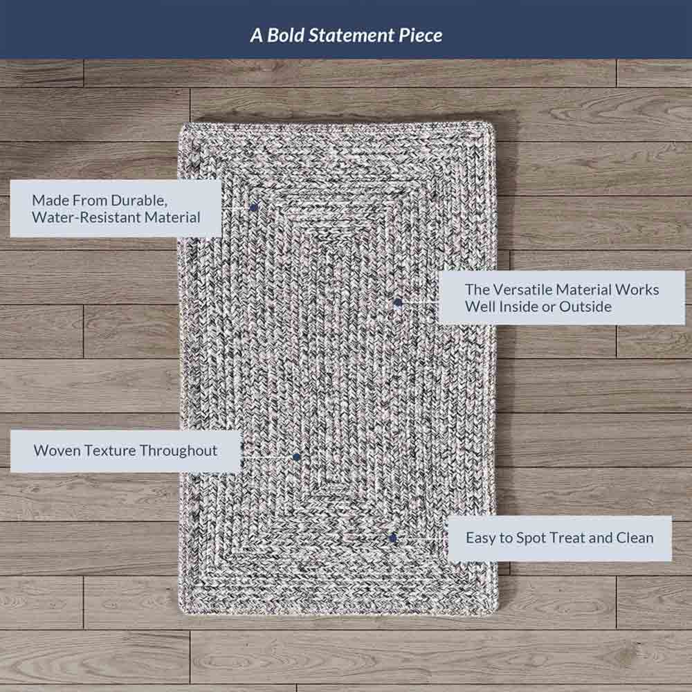 Braided Indoor/Outdoor Area Rug, 8'x10', 5'x8', 4'x6', 3'x5', 2'x3'