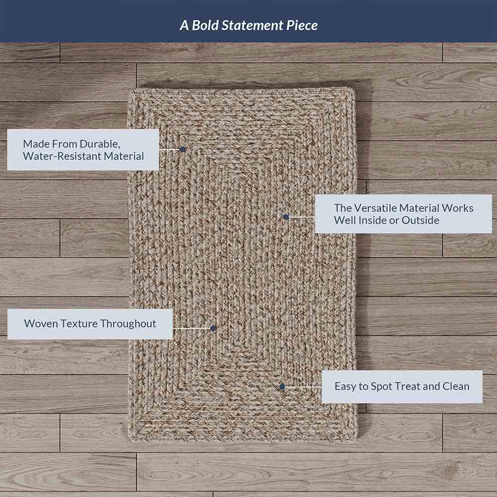 Braided Indoor/Outdoor Area Rug, 8'x10', 5'x8', 4'x6', 3'x5', 2'x3'