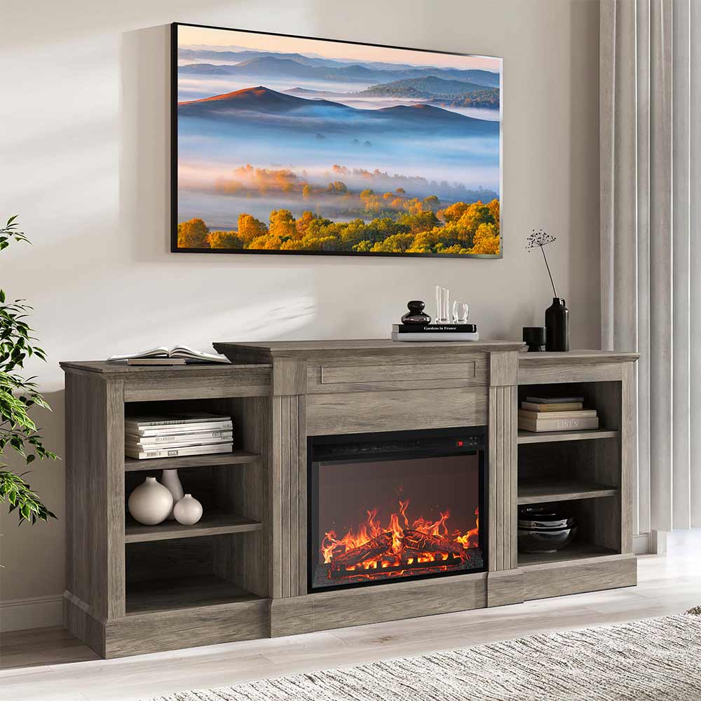 Lenore Modern TV Stand with Fireplace for 65+ Inch TV