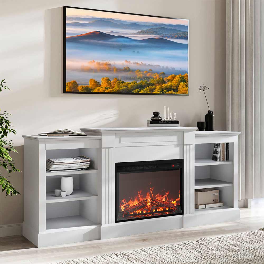 Lenore Modern TV Stand with Fireplace for 65+ Inch TV