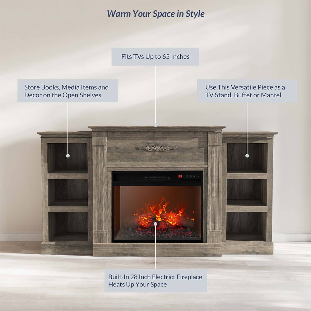 Lenore Modern Fireplace TV Stand for TVs Up to 80 Inches