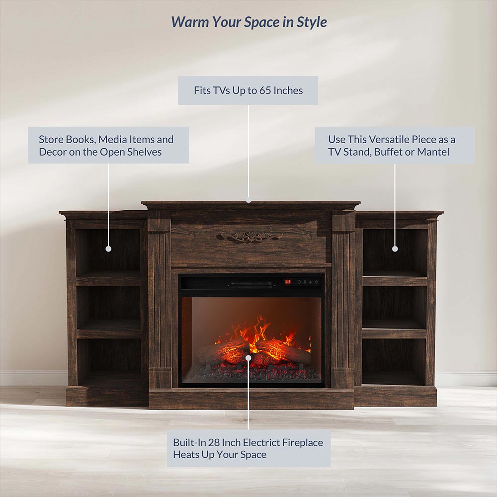 Lenore Modern Fireplace TV Stand for TVs Up to 80 Inches
