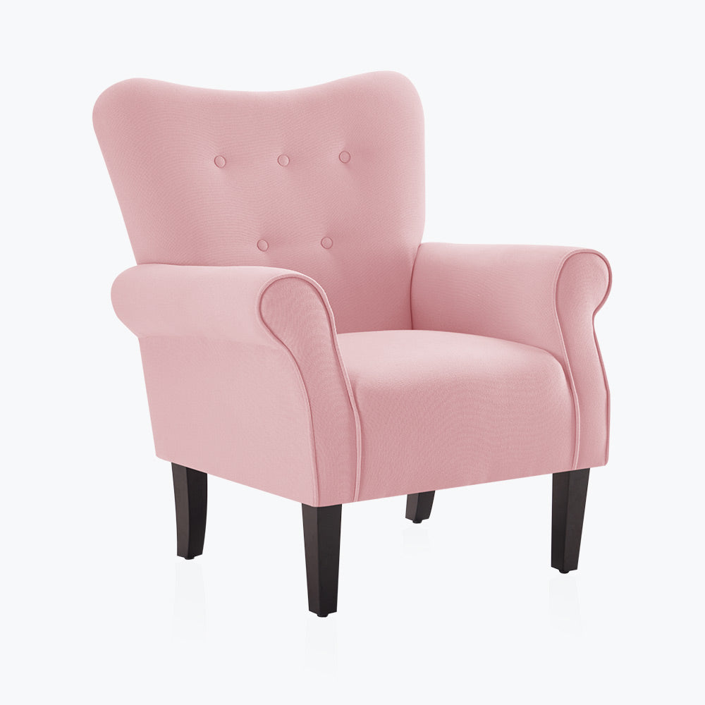 Allston Armchair Floral Design Padded Armrests Dark Wood Legs