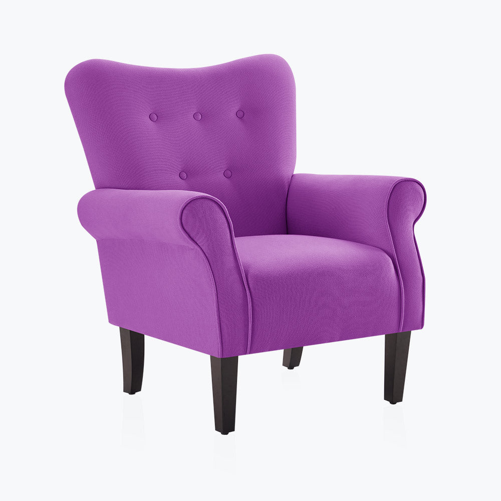 Allston Armchair Floral Design Padded Armrests Dark Wood Legs