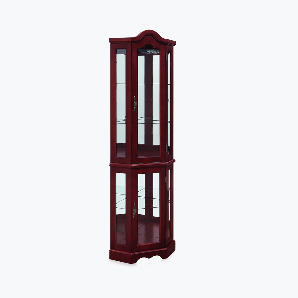 Loraine Canted Front Lighted Corner Curio Cabinet