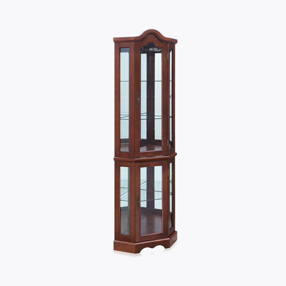 Loraine Canted Front Lighted Corner Curio Cabinet